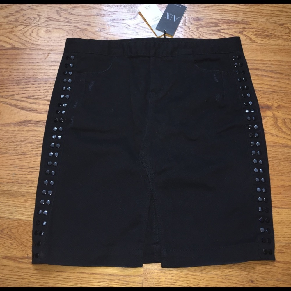 Armani Exchange A/X Black Distressed Skirt 4 NWT